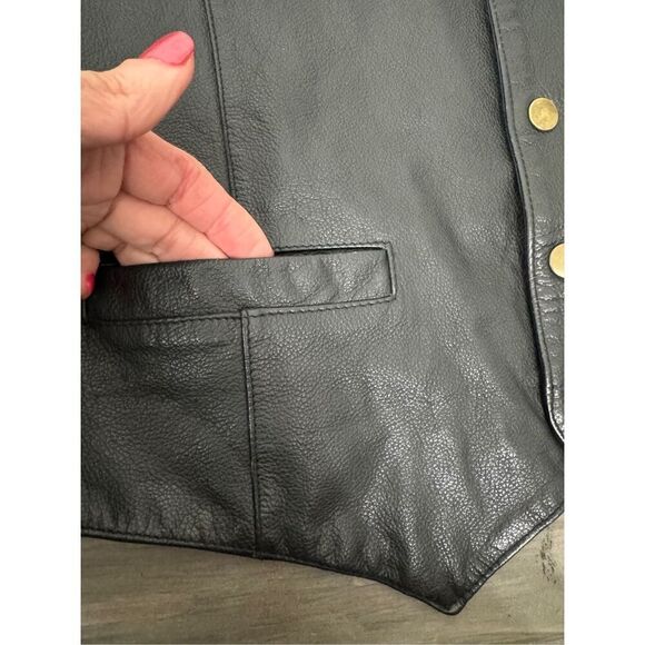 Wilson’s Leather Black Leather Western Moto Vest Size Medium - Picture 6 of 10